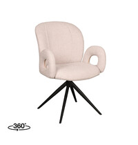 LABEL51 Stoel Neo | Naturel | Boucle | Zwart Metalen Frame | 2 stuks