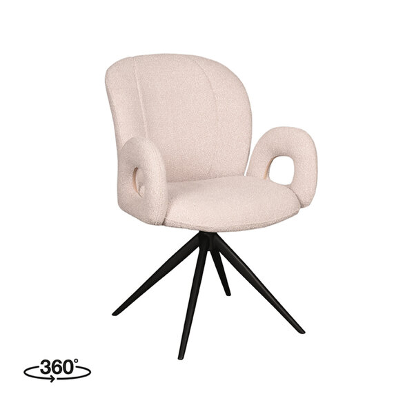 Stoel Neo | Naturel | Boucle | Zwart Metalen Frame | 2 stuks