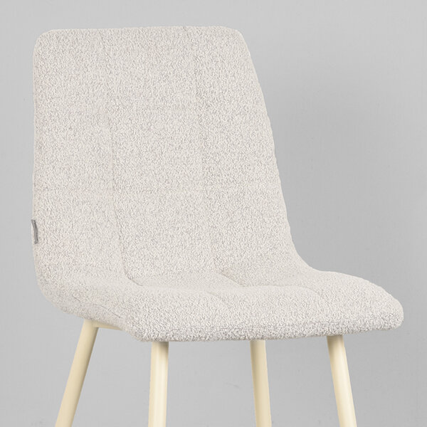 Stoel Nino | Champagne | Boucle | Wit Metalen Frame | 4 stuks