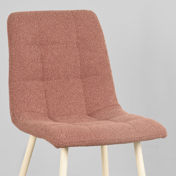 Stoel Nino | Terra | Boucle | Wit Metalen Frame | 4 stuks