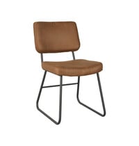 LABEL51 Stoel Noah | Cognac | Micro Suede | Zwart Metalen Frame | 2 stuks 