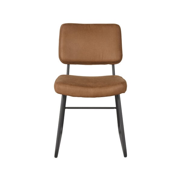 Stoel Noah | Cognac | Micro Suede | Zwart Metalen Frame | 2 stuks