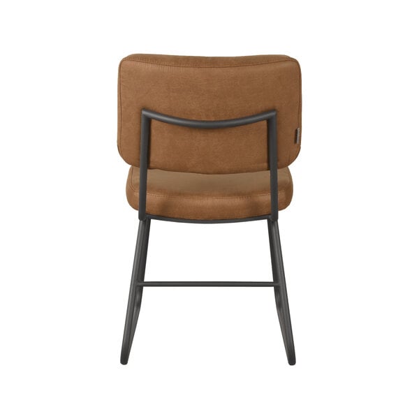 Stoel Noah | Cognac | Micro Suede | Zwart Metalen Frame | 2 stuks
