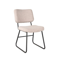 LABEL51 Stoel Noah | Naturel | Boucle | Zwart Metalen Frame | 2 stuks