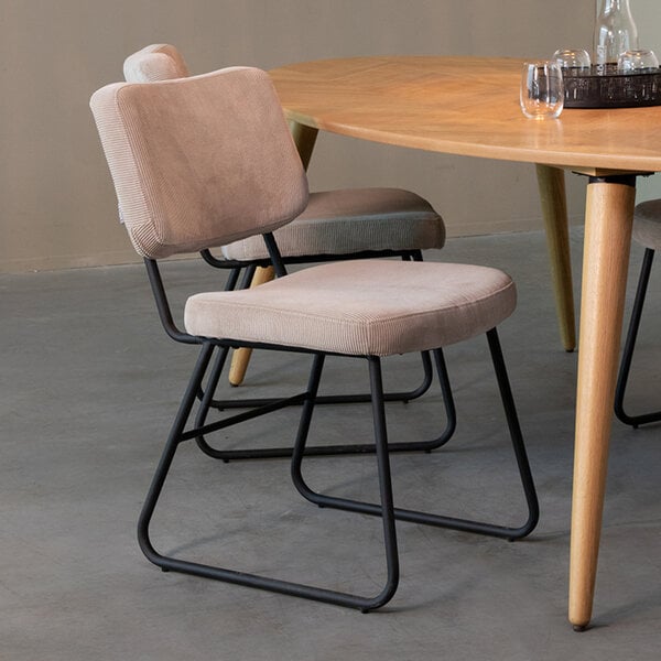 Stoel Noah | Naturel | Ribcord | Zwart Metalen Frame | 2 stuks