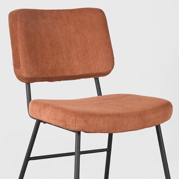 Stoel Noah | Rust | Ribcord | Zwart Metalen Frame | 2 stuks