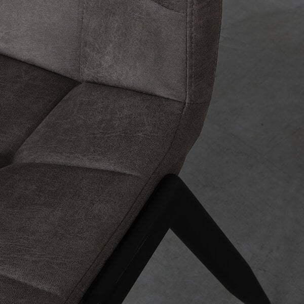 Stoel Noor | Antraciet | Micro Suede | Zwart Metalen Frame | 2 stuks