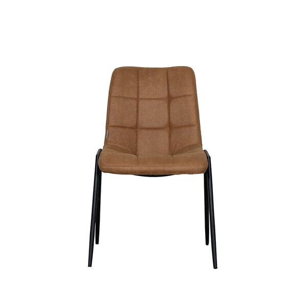 Stoel Noor | Cognac | Micro Suede | Zwart Metalen Frame | 2 stuks