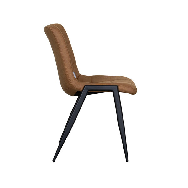 Stoel Noor | Cognac | Micro Suede | Zwart Metalen Frame | 2 stuks