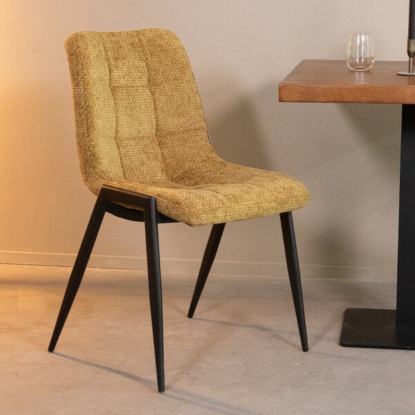 Stoel Noor | Mustard | Elite | Zwart Metalen Frame | 2 stuks