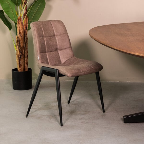 Stoel Noor | Taupe | Micro Suede | Zwart Metalen Frame | 2 stuks