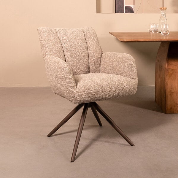 Stoel Padua | Mushroom | Royal Boucle | Brons Metalen Frame | 2 stuks