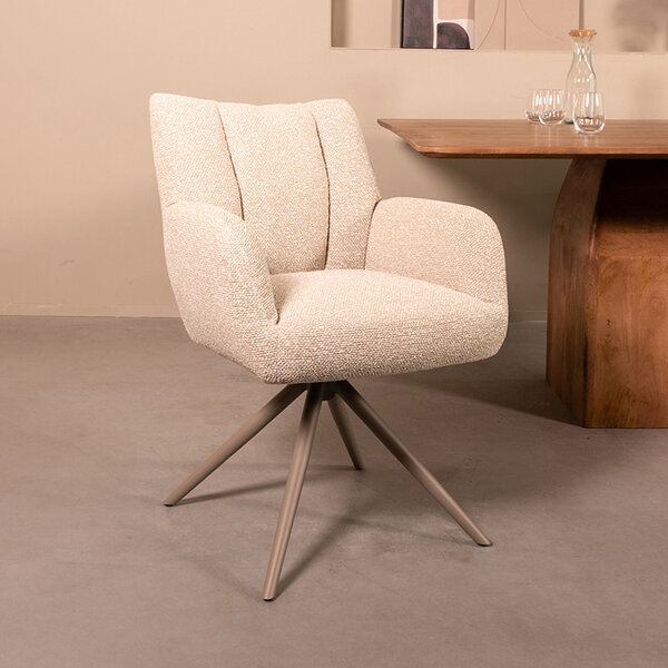 Stoel Padua | Naturel | | Taupe Metalen Frame | 2 stuks