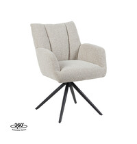 LABEL51 Stoel Padua | Naturel | Royal Boucle | Zwart Metalen Frame | 2 stuks 