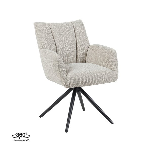 Stoel Padua | Naturel | Royal Boucle | Zwart Metalen Frame | 2 stuks