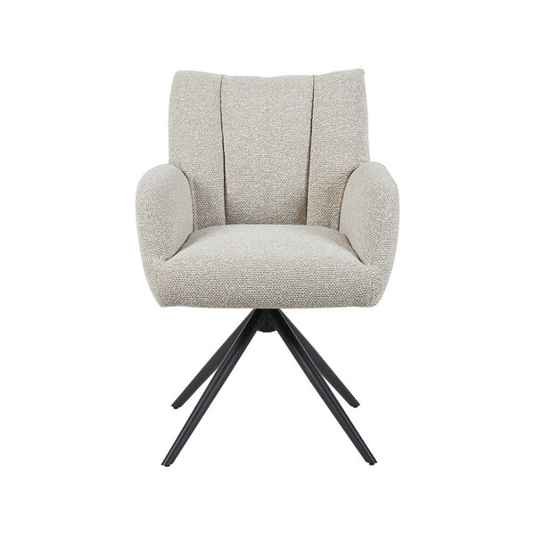 Stoel Padua | Naturel | Royal Boucle | Zwart Metalen Frame | 2 stuks