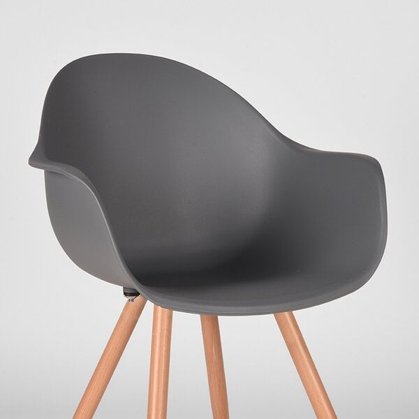 Stoel Parma | Antraciet | Kunststof | Naturel Houtlook Frame | 4 stuks