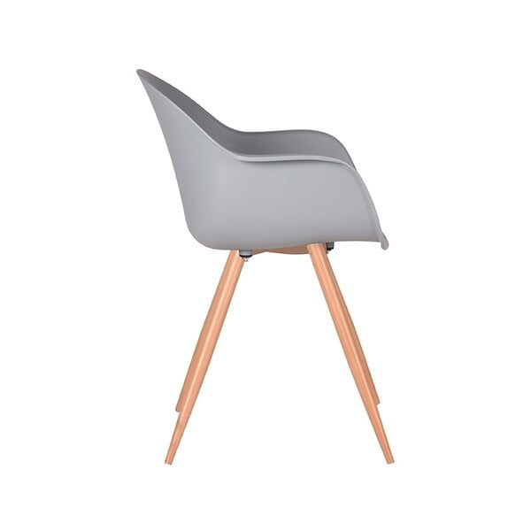 Stoel Parma | Grijs | Kunststof | Naturel Houtlook Frame | 4 stuks