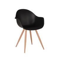 LABEL51 Stoel Parma | Zwart | Kunststof | Naturel Houtlook Frame | 4 stuks