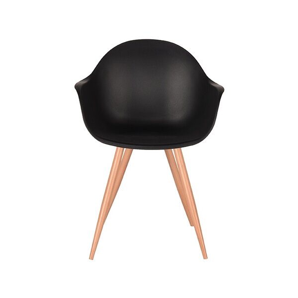 Stoel Parma | Zwart | Kunststof | Naturel Houtlook Frame | 4 stuks