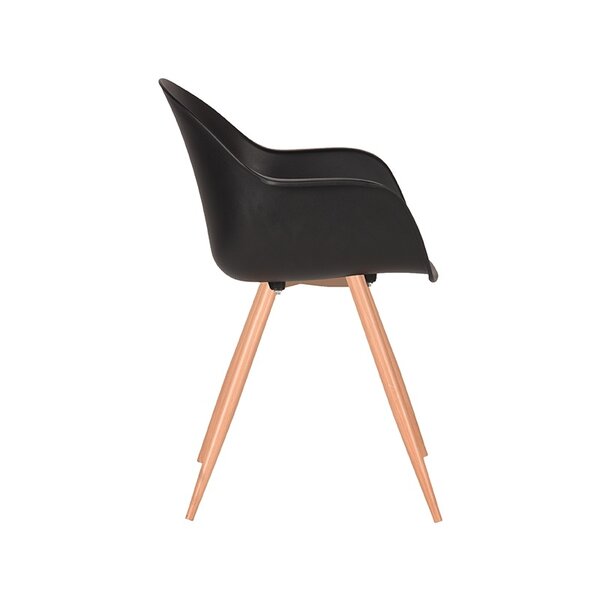 Stoel Parma | Zwart | Kunststof | Naturel Houtlook Frame | 4 stuks