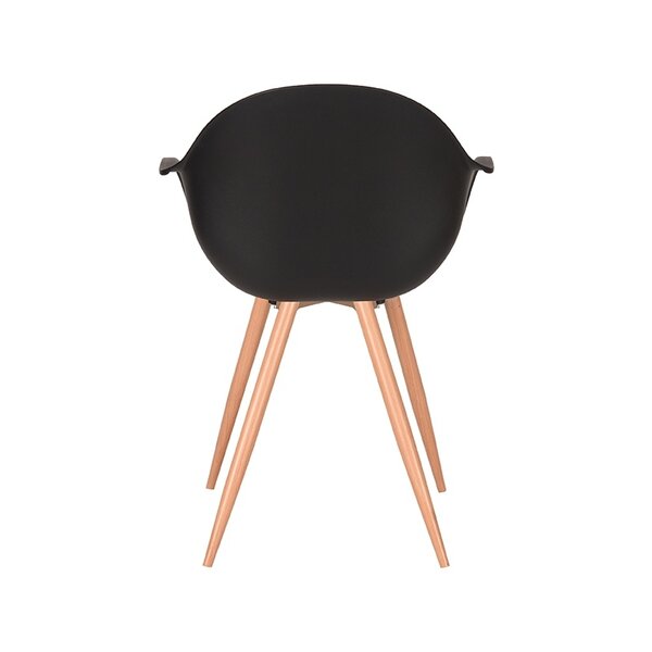 Stoel Parma | Zwart | Kunststof | Naturel Houtlook Frame | 4 stuks