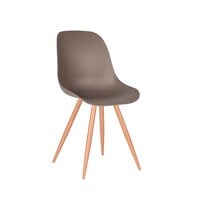 LABEL51 Stoel Rimini | Coffee | Kunststof | Naturel Houtlook Frame | 4 stuks 