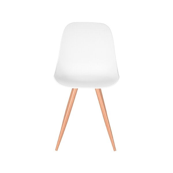 Stoel Rimini | Wit | Kunststof | Naturel Houtlook Frame | 4 stuks