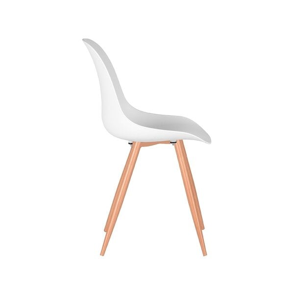 Stoel Rimini | Wit | Kunststof | Naturel Houtlook Frame | 4 stuks