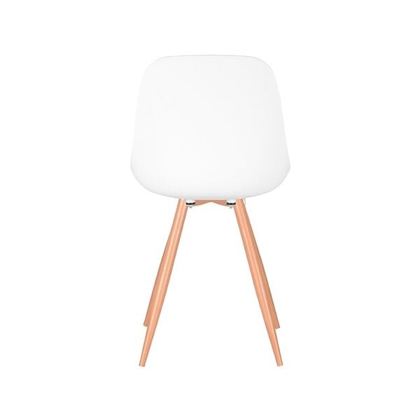 Stoel Rimini | Wit | Kunststof | Naturel Houtlook Frame | 4 stuks