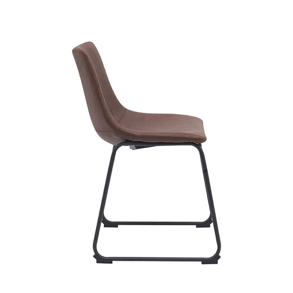 Stoel Risto | Bruin | Kunstleder | Zwart Metalen Frame | 2 stuks