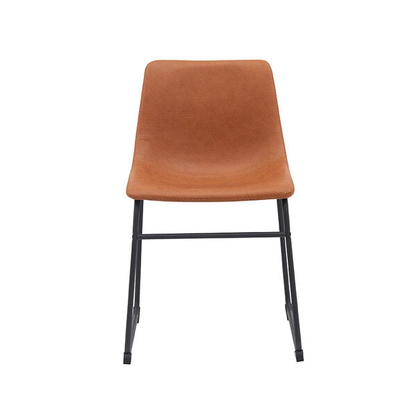 Stoel Risto | Cognac | Kunstleder | Zwart Metalen Frame | 2 stuks