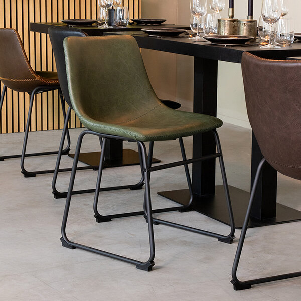 Stoel Risto | Hunter | Kunstleder | Zwart Metalen Frame | 2 stuks