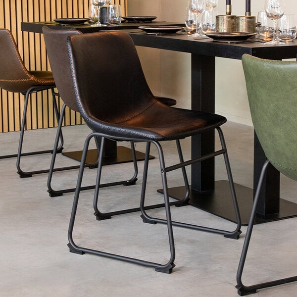 Stoel Risto | Zwart | Kunstleder | Zwart Metalen Frame | 2 stuks