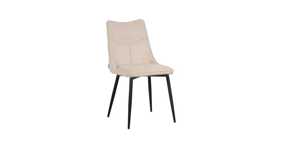 LABEL51 Stoel Riv | Naturel | Cato | Zwart Metalen Frame | 4 stuks
