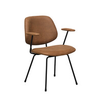 LABEL51 Stoel Rivano | Cognac | Micro Suede | Zwart Metalen Frame | 2 stuks 