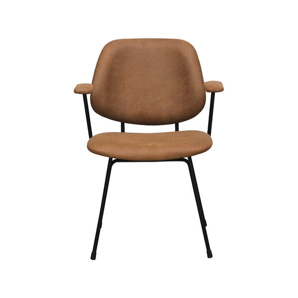 Stoel Rivano | Cognac | Micro Suede | Zwart Metalen Frame | 2 stuks