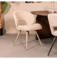 LABEL51 Stoel Sakura | Naturel | Royal Boucle | Taupe Metalen Frame | 2 stuks