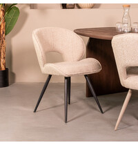 LABEL51 Stoel Sakura | Naturel | Royal Boucle | Zwart Metalen Frame | 2 stuks