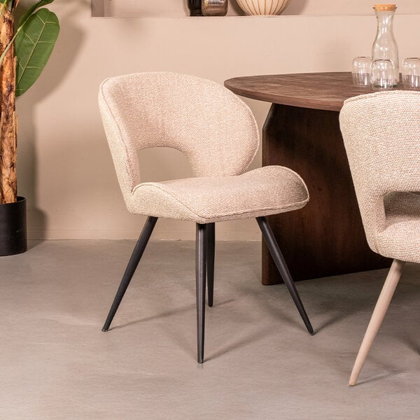 Stoel Sakura | Naturel | Royal Boucle | Zwart Metalen Frame | 2 stuks