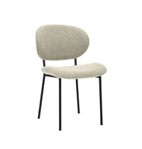 LABEL51 Stoel Senn | Naturel | Royal Boucle | Zwart Metalen Frame | 2 stuks