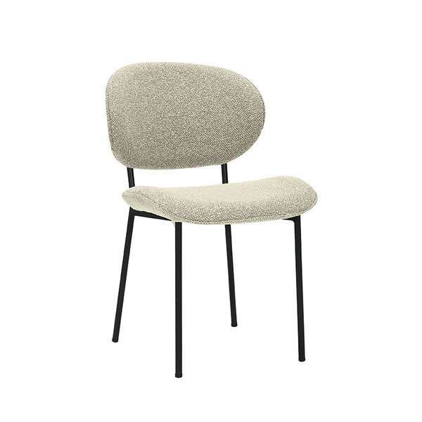 Stoel Senn | Naturel | Royal Boucle | Zwart Metalen Frame | 2 stuks