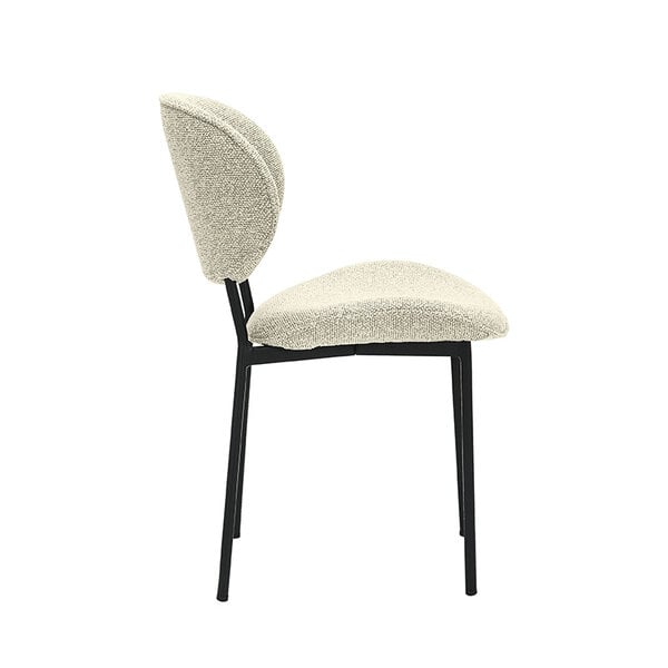 Stoel Senn | Naturel | Royal Boucle | Zwart Metalen Frame | 2 stuks
