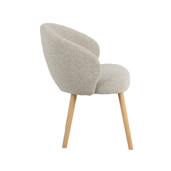 Stoel Shiro | Naturel | Royal Boucle | Naturel Houten Frame | 2 stuks