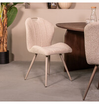 LABEL51 Stoel Silly | Naturel | Royal Boucle | Taupe Metalen Frame | 2 stuks