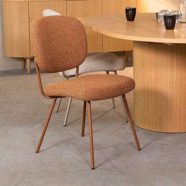 Stoel Singapore | Coral | Royal Boucle | Coral Metalen Frame | 2 stuks