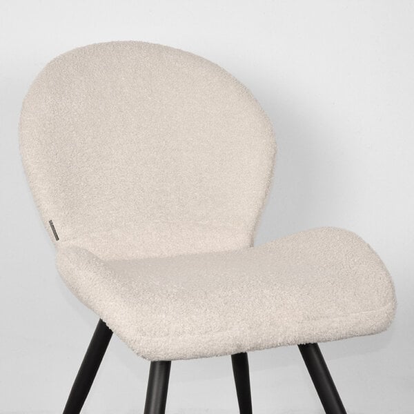 Stoel Sky | Ivoor | Teddy | Zwart Metalen Frame | 2 stuks