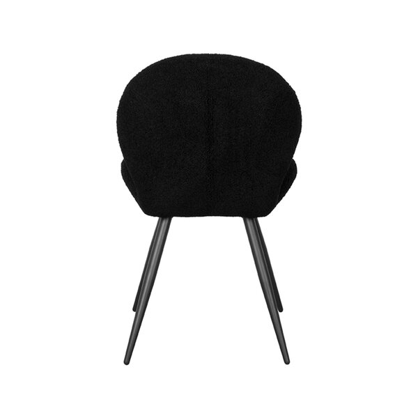 Stoel Sky | Zwart | Teddy | Zwart Metalen Frame | 2 stuks