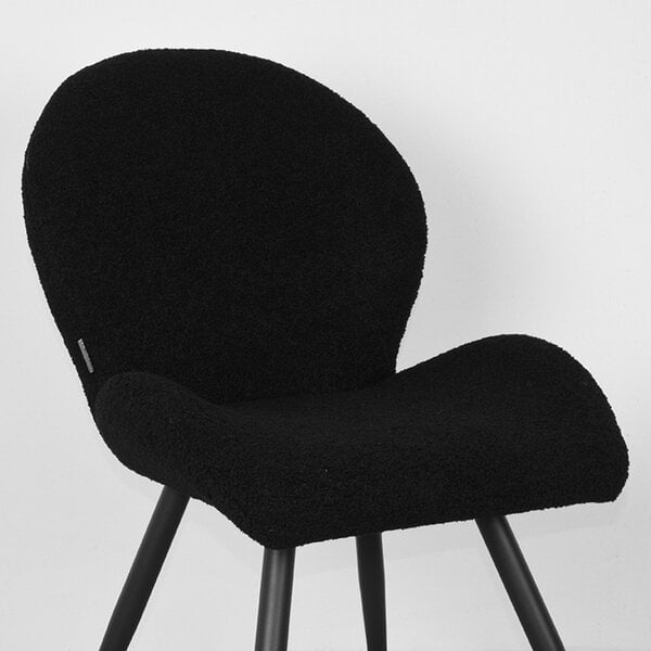 Stoel Sky | Zwart | Teddy | Zwart Metalen Frame | 2 stuks