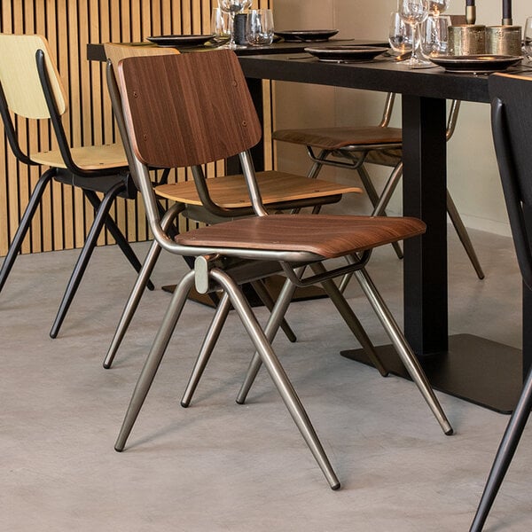 Stoel Solid | Donkerbruin | Hout | Old Gun Metalen Frame | 2 stuks